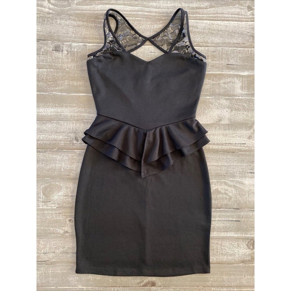 Dots Women's Black Dress Size‎ Medium New Open Back Glittery Flowers NWT